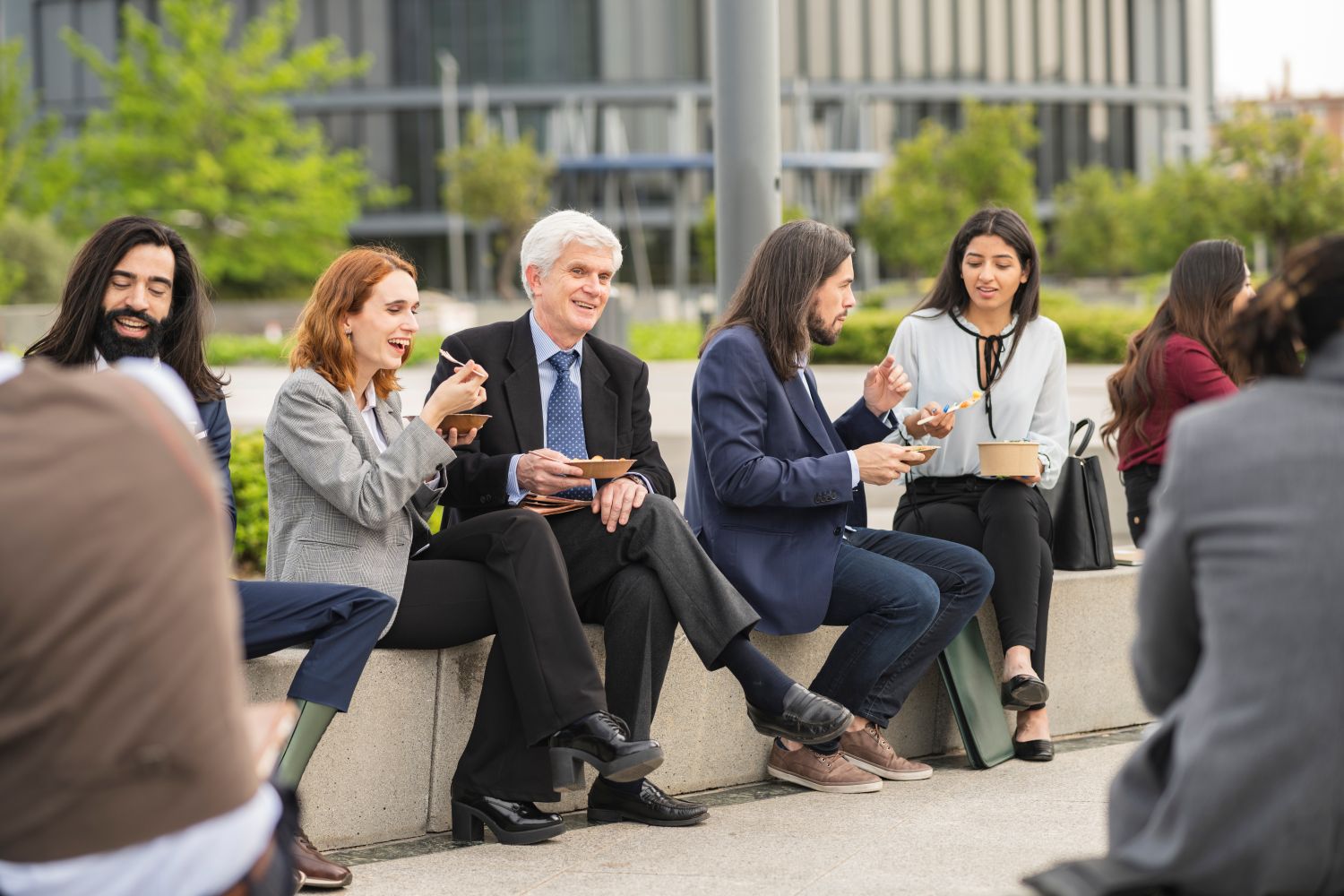 colleagues on a meeting break